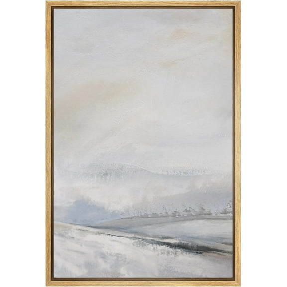 IDEA4WALL Framed Canvas Wall Art Abstract Print Ethereal Winter Landscape Soft and Light Tones Minimalist Pastel Digital Art Decorative Modern Room Decor for Bedroom, Office - 16"x24" Natural