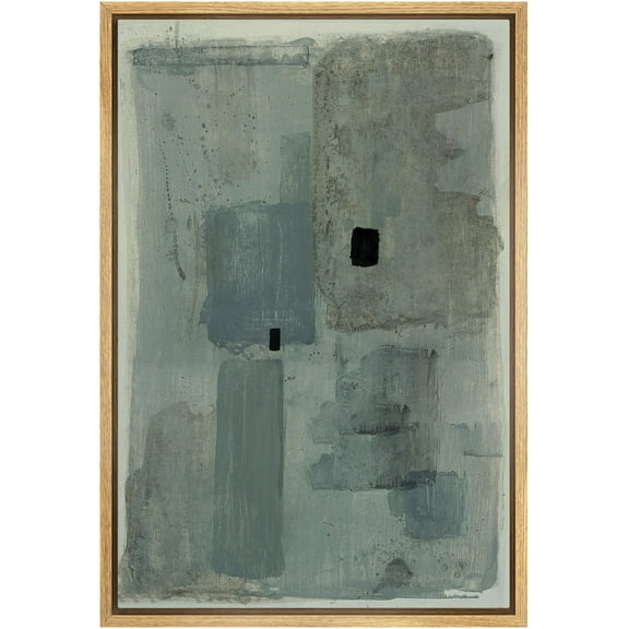 IDEA4WALL Framed Canvas Wall Art Abstract Print in Gray and Blue Tones Minimalist Pastel Digital Art Modern Art Decorative Bohemian Wall Decor for Living Room, Bedroom, Office - 24"x36" Natural