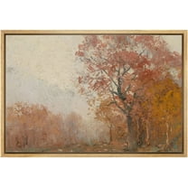 IDEA4WALL Framed Canvas Wall Art Autumn Red Maple Leaf Forest Fine Art Retro Rustic Nature Wilderness Landscape Art Vintage Scenery Artwork for Living Room, Bedroom, Office - 24"x36" Natural