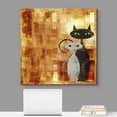 thumbnail image 1 of IDEA4WALL Framed Canvas Wall Art Black and White Cat on Orange Grunge Canvas Print Funny Animal Modern Wall Art Kid Room Decor Relax for Living Room, Bedroom, Office -, 1 of 5