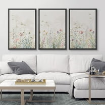 IDEA4WALL Framed Canvas Wall Art Botanical Floral With Birds Watercolor Illustrations Vivid Botanical Print Minimalism Room Decor Relax/Calm for Living Room, Bedroom, Office - 16"x24"x3 Black