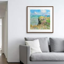 IDEA4WALL Framed Canvas Wall Art Cliff Walk at Pourville by Claude Monet Nature Wilderness Oil Painting Impressionism Rustic Scenic Colorful for Living Room, Bedroom, Office -