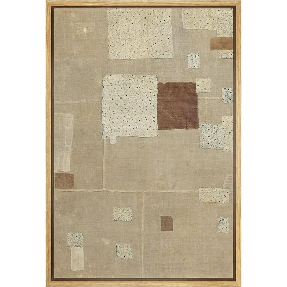 IDEA4WALL Framed Canvas Wall Art Dark Abstract Gradient Patches Illustrations Print Industrial Style Fragments Digital Art Modern Boho Relax/Calm for Living Room, Bedroom, Office - Natural 24"x36"