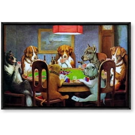 Rosework Framed Canvas Wall Art, 12x12 Inch, Dogs Playing Poker, Made In  USA 