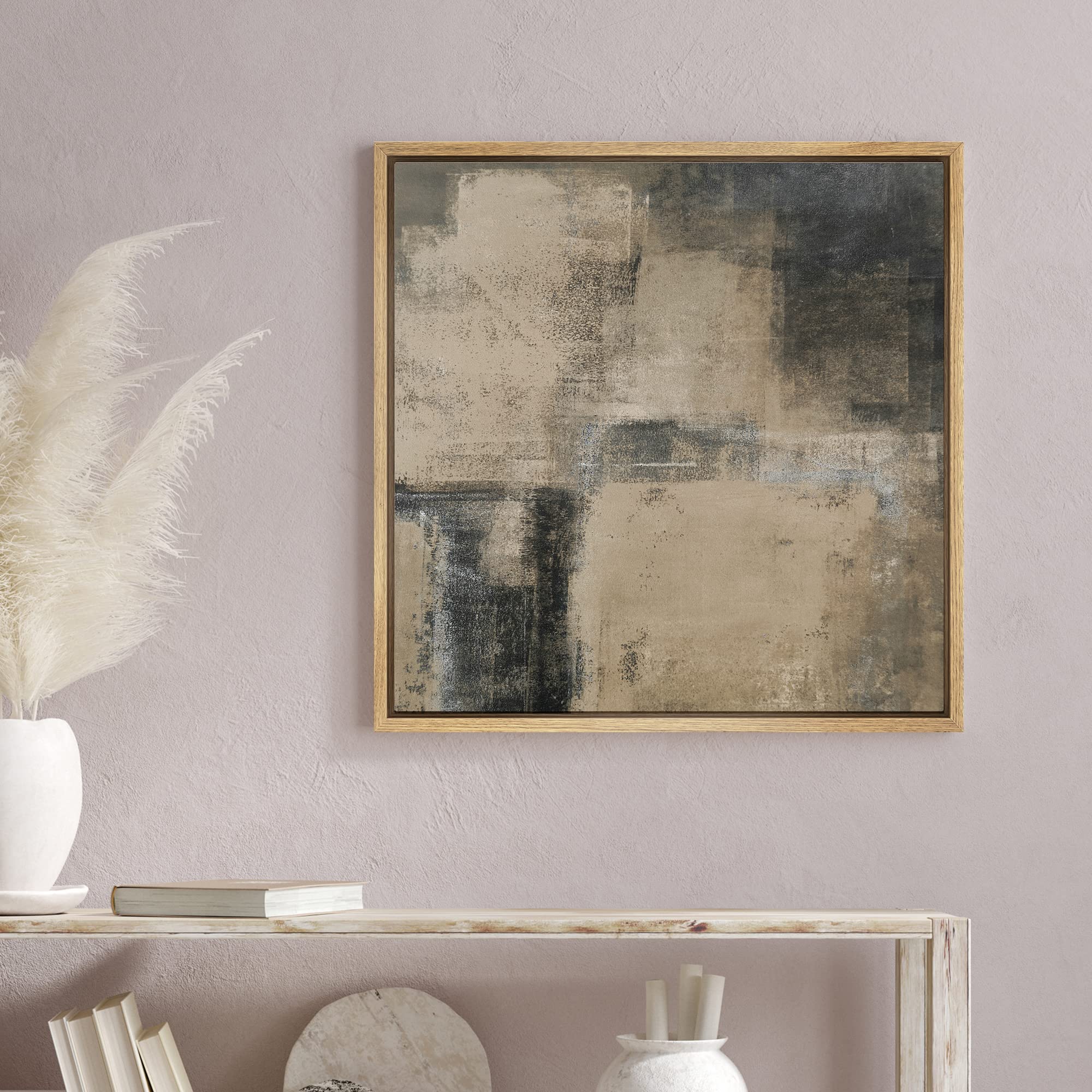 Curated visual reference: Gallery Detail: Idea4Wall Framed Canvas Wall Art Faded Textured Brown Black Color