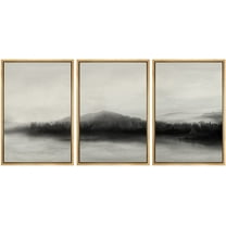IDEA4WALL Framed Canvas Wall Art Foggy Forest with Lake Landscape Wilderness Photography Abstract Modern Aerial Relax/Calm Black and White for Living Room, Bedroom, Office