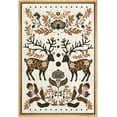 thumbnail image 1 of IDEA4WALL Framed Canvas Wall Art Folk Art Deer Floral Deer Design in Earthy Tones Vintage Art Print Minimal Wildlife Posters Boho Chic for Living Room, Bedroom, Office - 24"x36" Natural, 1 of 5