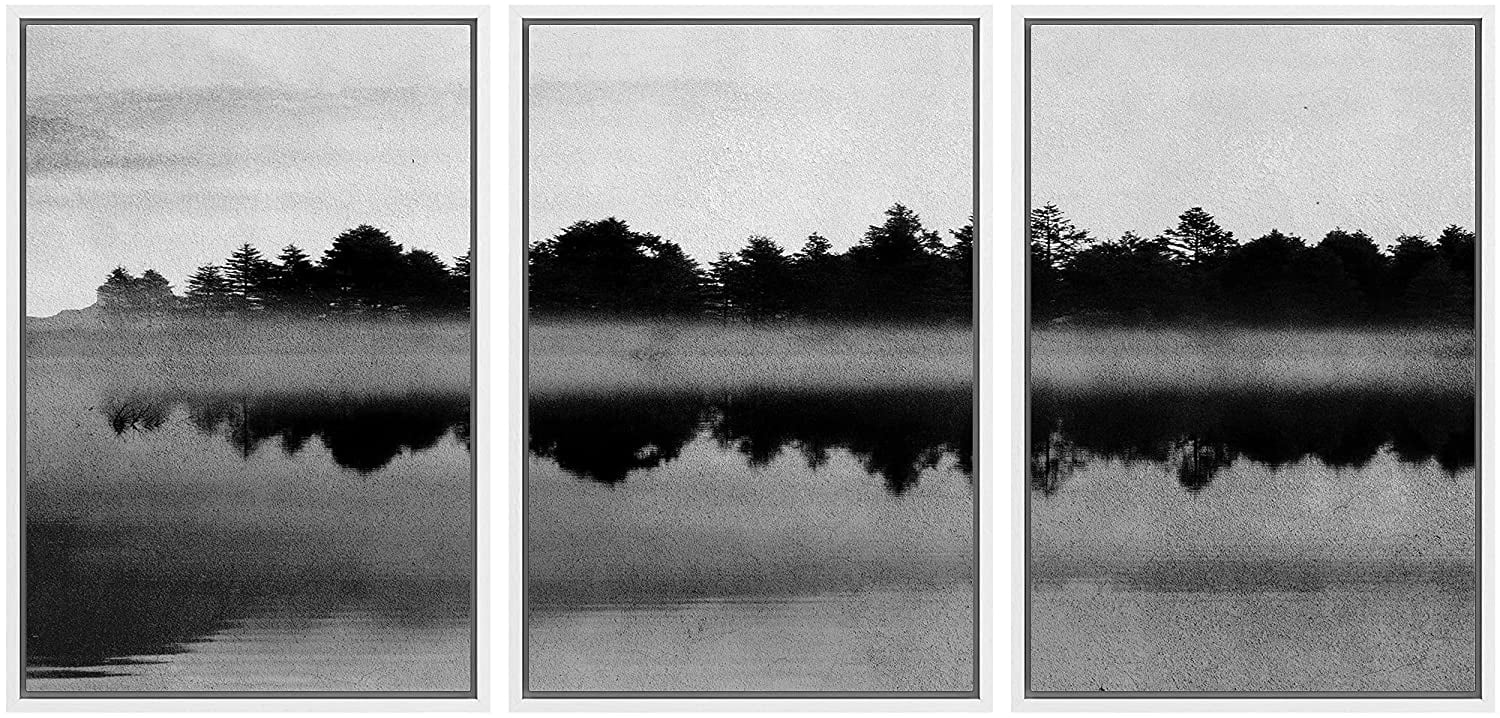 IDEA4WALL Framed Canvas Wall Art Forest with Lake Reflection Landscape ...
