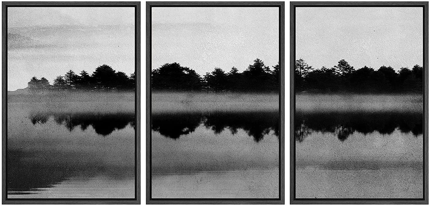 IDEA4WALL Framed Canvas Wall Art Forest with Lake Reflection Landscape ...