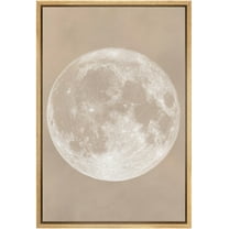 IDEA4WALL Framed Canvas Wall Art Full Moon Minimalist Beige Toned Lunar Astronomical Photography Print Rustic Minimal Planet Modern Art Relax/Calm for Living Room, Bedroom, Office - 24"x36" Natural