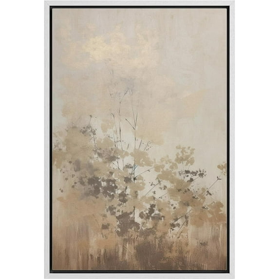 IDEA4WALL Framed Canvas Wall Art Industrial Botanical Pattern Illustrations Neutral Tone Print Abstract Forest Digital Art Relax/Calm Cool for Living Room, Bedroom, Office - White 16"x24"