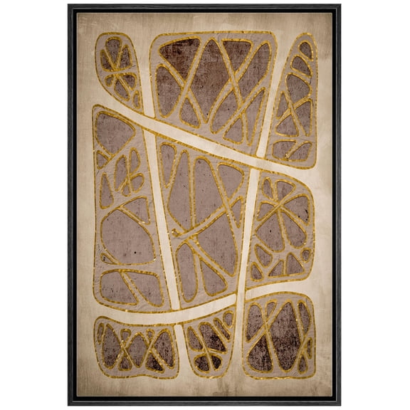 IDEA4WALL Framed Canvas Wall Art Interweaving Mesh Abstract Geometric Print Minimal Brown & Beige Abstract Modern Art Contemporary Relax/Calm for Living Room, Bedroom, Office - 16"x24" Black