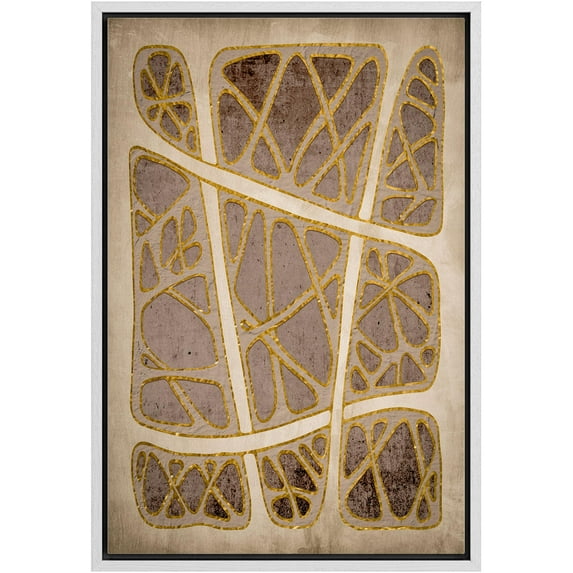 IDEA4WALL Framed Canvas Wall Art Interweaving Mesh Abstract Geometric Print Minimal Brown & Beige Abstract Modern Art Contemporary Relax/Calm for Living Room, Bedroom, Office - 24"x36" White
