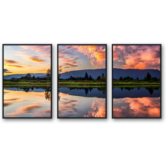 IDEA4WALL Framed Canvas Wall Art for Living Room, Bedroom Beautiful Nature Norway Landscape Canvas Prints for Modern Home Decoration Ready to Hang - 24"x36"x3 Panels