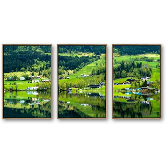 IDEA4WALL Framed Canvas Wall Art for Living Room, Bedroom Beautiful Nature Norway Landscape Canvas Prints for Modern Home Decoration Ready to Hang - 16"x24"x3 Panels