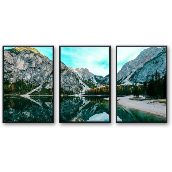 IDEA4WALL Framed Canvas Wall Art for Living Room, Bedroom Beautiful Nature Norway Landscape Canvas Prints for Modern Home Decoration Ready to Hang - 16"x24"x3 Panels