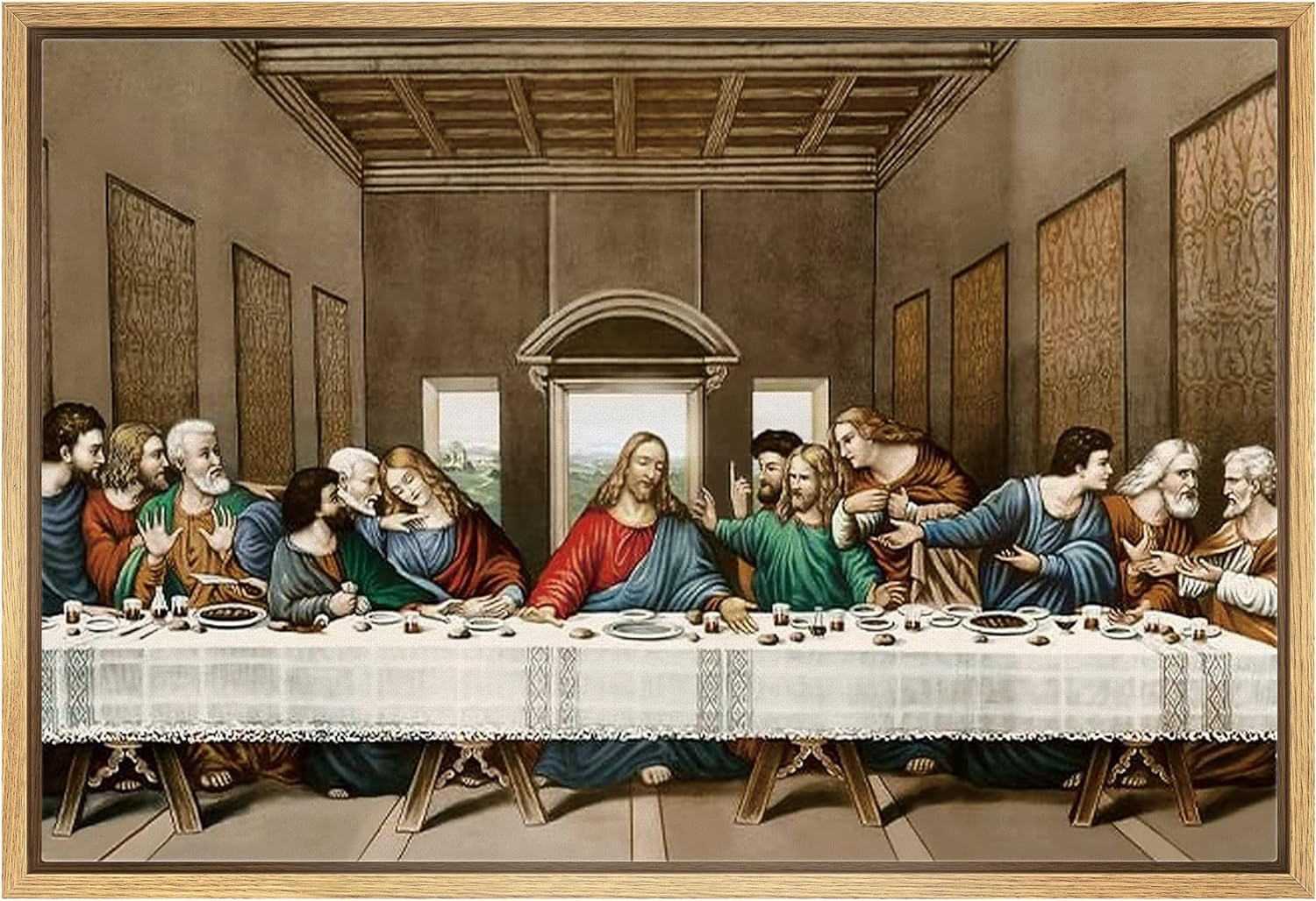 IDEA4WALL Framed Canvas Wall Art for Living Room, Bedroom La Ultima Cena Cuadro The Last Supper by Leonardo Da Vinci Canvas Prints for Home Decoration Ready to Hanging - image 1 of 5