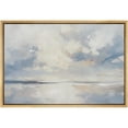 thumbnail image 1 of IDEA4WALL Framed Canvas Wall Art Minimal Pastel Seascape Digital Art Minimalist Coastal Ocean Illustrations Blue Abstract Print Relax/Calm for Living Room, Bedroom, Office - 24"x36" Natural, 1 of 5