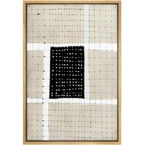 IDEA4WALL Framed Canvas Wall Art Minimal Retro Vintage Black Tan Grid Color Blocks Modern Art Nordic Colorful Abstract Print Contemporary for Living Room, Bedroom, Office - Natural 24"x36"