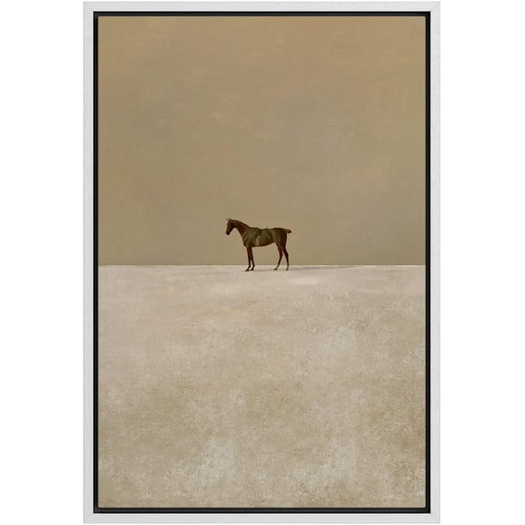 IDEA4WALL Framed Canvas Wall Art Minimal Trendy Horse Portrait Retro Art Dorm Room Wall Decor Rustic Animals Illustrations Print Relax/Calm for Living Room, Bedroom, Office - White 24"x36"