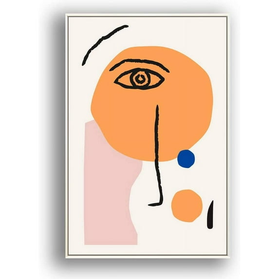 IDEA4WALL Framed Canvas Wall Art Minimalist Abstract Closeup of Face Painting Prints for Modern Home Decoration Ready to Hang - 24x36 inches