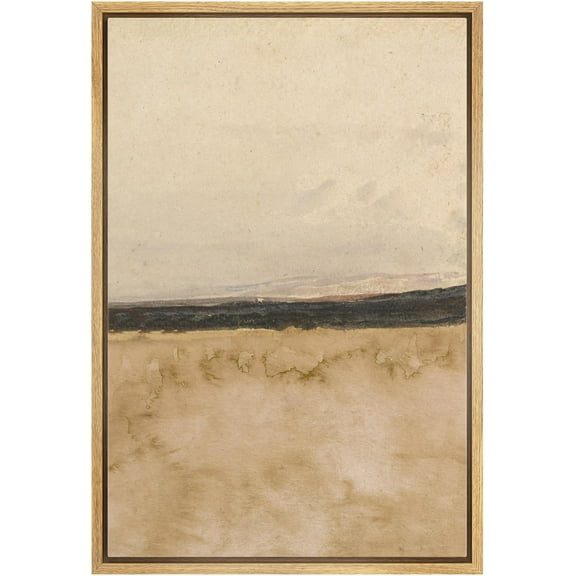 IDEA4WALL Framed Canvas Wall Art Minimalist Desert Landscape Print Minimal Neutral Tone Abstract Modern Digital Art Contemporary Relax/Calm for Living Room, Bedroom, Office - Natural 24"x36"