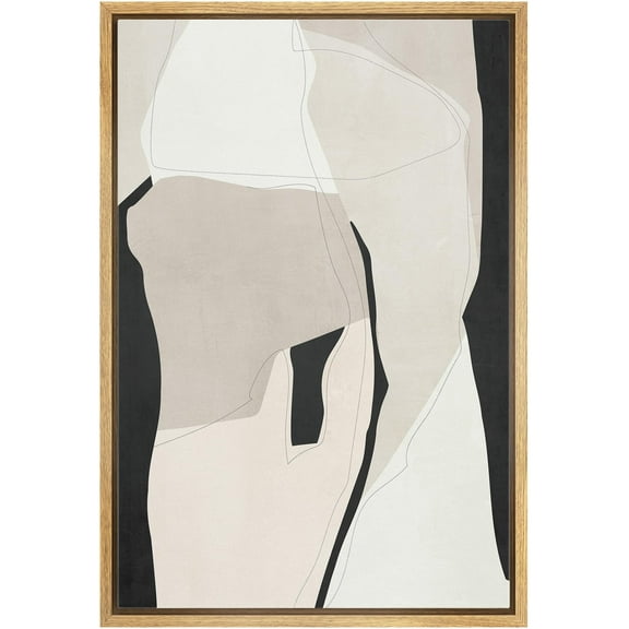 IDEA4WALL Framed Canvas Wall Art Minimalist Pastel Abstract Arch Pattern Illustrations Print Multicolor Geometry Digital Art Modern Relax/Calm for Living Room, Bedroom, Office - 24"x36" Natural