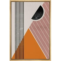 IDEA4WALL Framed Canvas Wall Art Orange, Pink & Black Polygons Geometric Abstract Digital Art Nordic Multicolor Boho Print Minimal Contemporary for Living Room, Bedroom, Office - Natural 24"x36"