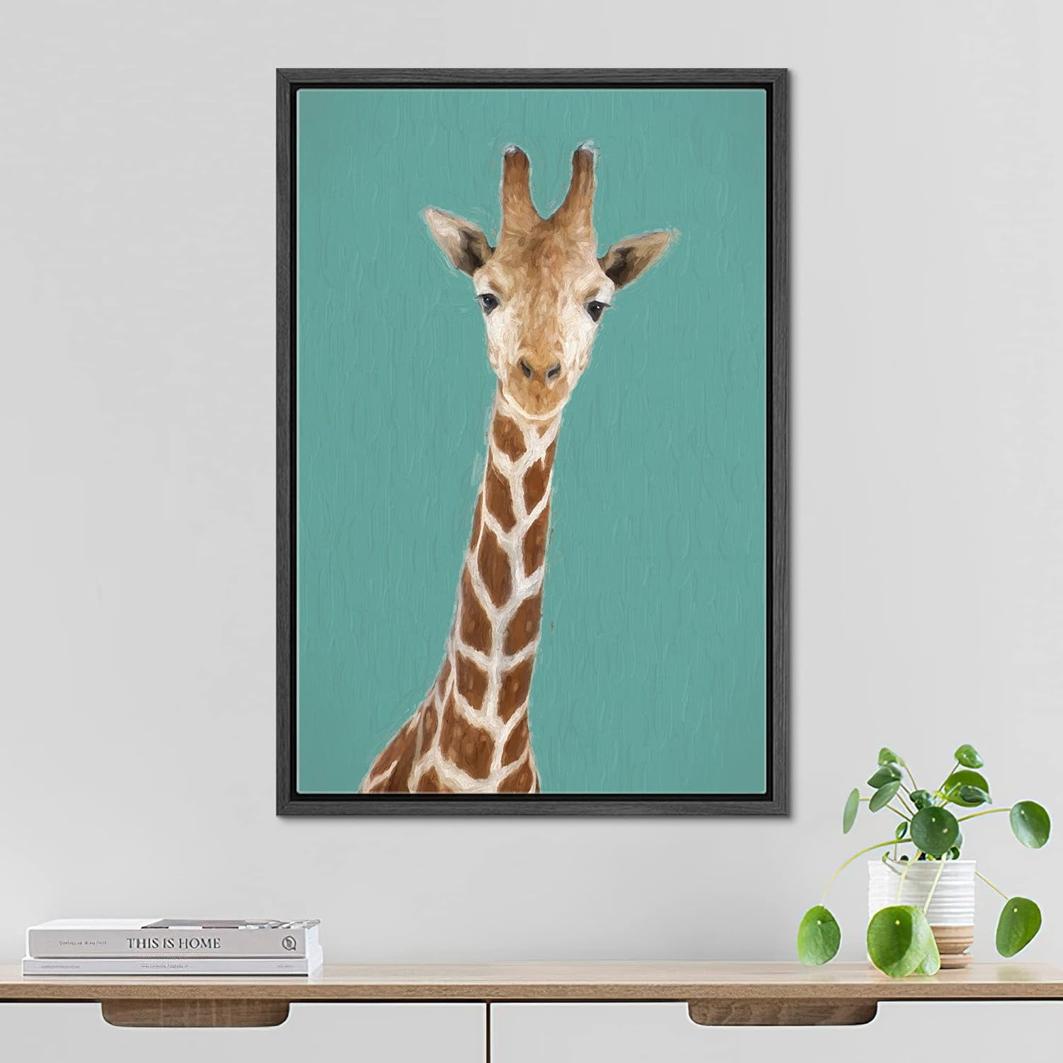 IDEA4WALL Framed Canvas Wall Art Pastel Watercolor Jungle Safari