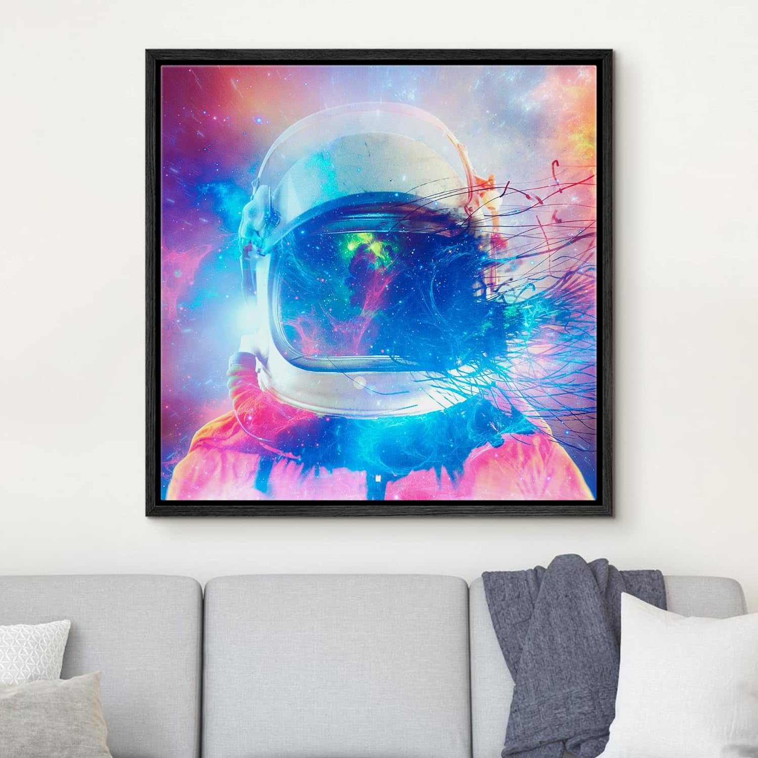 IDEA4WALL Framed Canvas Wall Art Surreal Rainbow Paint Splatter ...