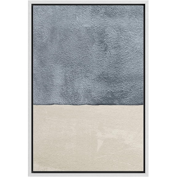 IDEA4WALL Framed Canvas Wall Art Watercolor Blue & Gray Color Blocks Modern Art Nordic Minimalism Abstract Digital Art Contemporary Artwork for Living Room, Bedroom, Office - White 16"x24"