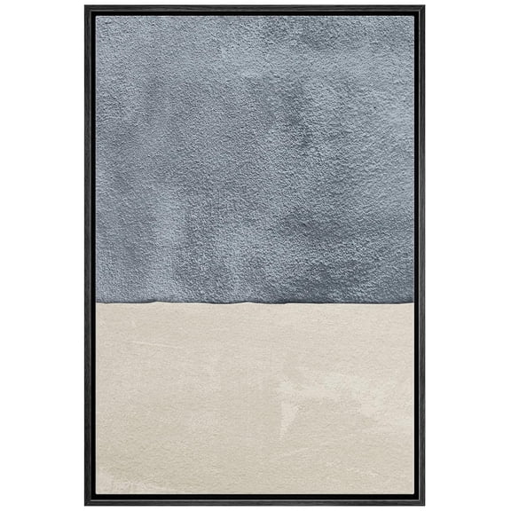 IDEA4WALL Framed Canvas Wall Art Watercolor Blue & Gray Color Blocks Modern Art Nordic Minimalism Abstract Digital Art Contemporary Artwork for Living Room, Bedroom, Office - Black 16"x24"