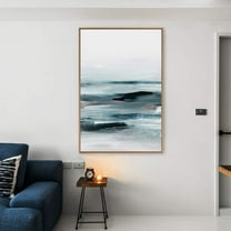 IDEA4WALL Framed Canvas Wall Art Whitewash Print Abstract Brushstroke Home Artwork Decor Contemporary Relax/Calm Landscape Paint for Living Room, Bedroom, Dining Room - 24"x36" Natural