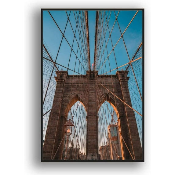 IDEA4WALL Framed Canvas Wall Art for Living Room, Bedroom Brooklyn Bridge and New York City Canvas Prints for Modern Home Decoration Ready to Hang