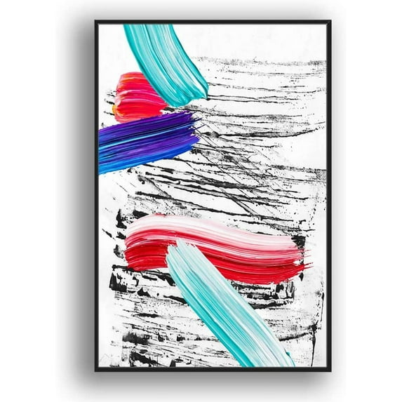 IDEA4WALL Framed Canvas Wall Art for Living Room, Bedroom Colored Brush Canvas Prints for Modern Home Decoration Ready to Hang