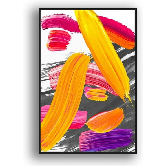 IDEA4WALL Framed Canvas Wall Art for Living Room, Bedroom Colored Brush Canvas Prints for Modern Home Decoration Ready to Hang
