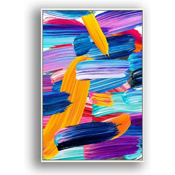 IDEA4WALL Framed Canvas Wall Art for Living Room, Bedroom Colored Brush Canvas Prints for Modern Home Decoration Ready to Hang