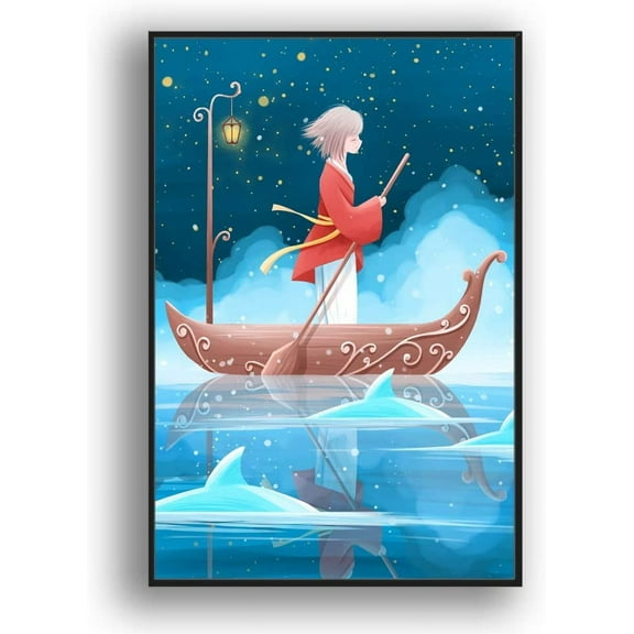 IDEA4WALL Framed Canvas Wall Art for Living Room, Bedroom Flow in The Dream Canvas Prints for Modern Home Decoration Ready to Hang