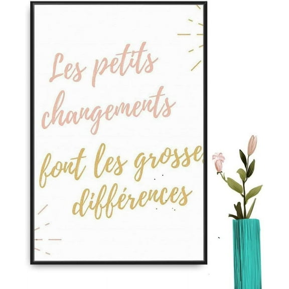 IDEA4WALL Framed Canvas Wall Art for Living Room, Bedroom French Quotes Canvas Prints for Modern Home Decoration Ready to Hang