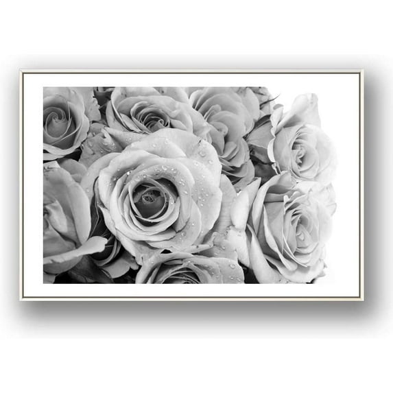IDEA4WALL Framed Canvas Wall Art for Living Room, Bedroom Grey Rose Flowers Canvas Prints for Modern Home Decoration Ready to Hang