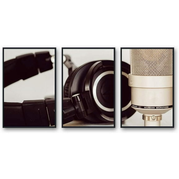 IDEA4WALL Framed Canvas Wall Art for Living Room, Bedroom Microphone Canvas Prints for Modern Home Decoration Ready to Hang