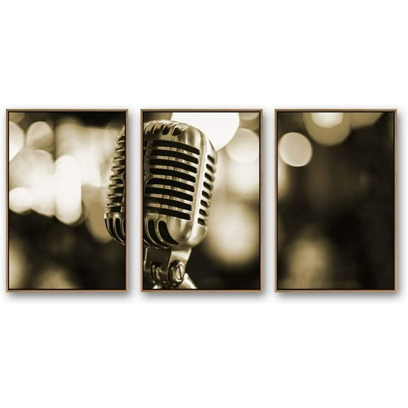 IDEA4WALL Framed Canvas Wall Art for Living Room, Bedroom Microphone Canvas Prints for Modern Home Decoration Ready to Hang