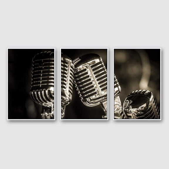 IDEA4WALL Framed Canvas Wall Art for Living Room, Bedroom Microphone Canvas Prints for Modern Home Decoration Ready to Hang