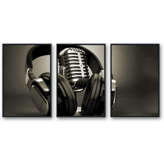 IDEA4WALL Framed Canvas Wall Art for Living Room, Bedroom Microphone Canvas Prints for Modern Home Decoration Ready to Hang