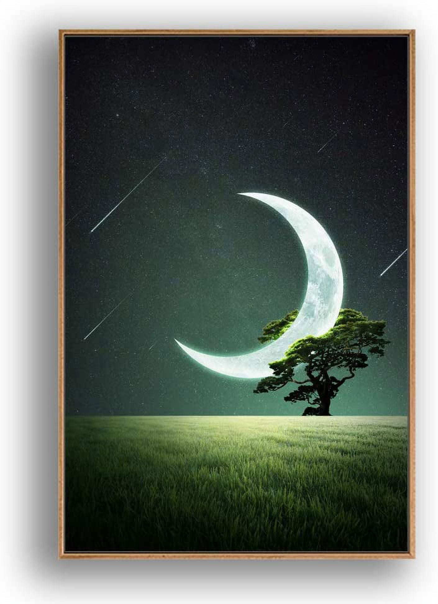 IDEA4WALL Framed Canvas Wall Art for Living Room, Bedroom Moon with ...