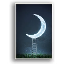 IDEA4WALL Framed Canvas Wall Art for Living Room, Bedroom Moon with Bright Canvas Prints for Modern Home Decoration Ready to Hang