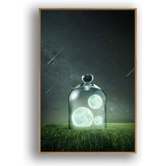 IDEA4WALL Framed Canvas Wall Art for Living Room, Bedroom Moon with Bright Canvas Prints for Modern Home Decoration Ready to Hang