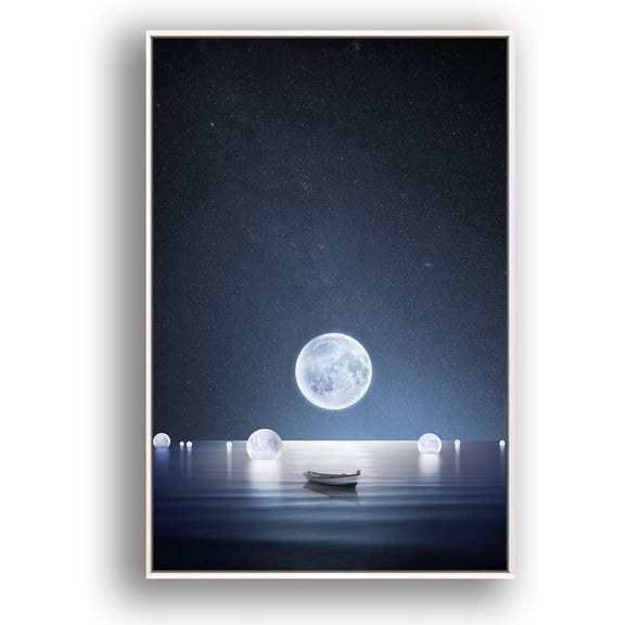 IDEA4WALL Framed Canvas Wall Art for Living Room, Bedroom Moon with Bright Canvas Prints for Modern Home Decoration Ready to Hang