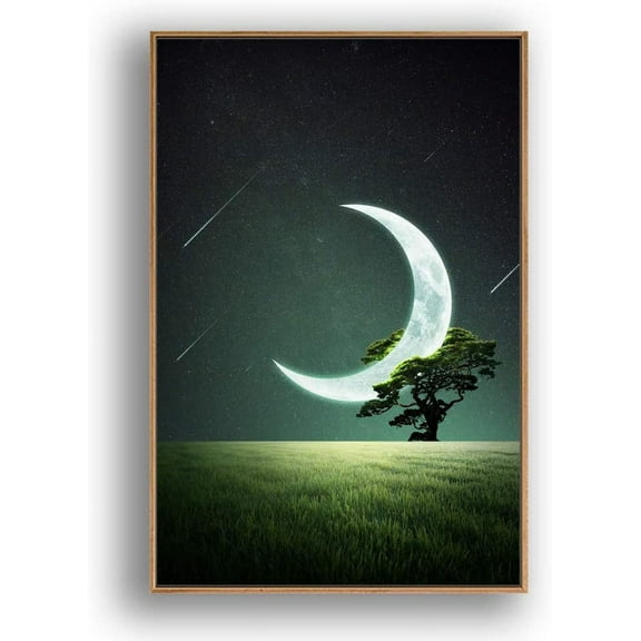 IDEA4WALL Framed Canvas Wall Art for Living Room, Bedroom Moon with Bright Canvas Prints for Modern Home Decoration Ready to Hang