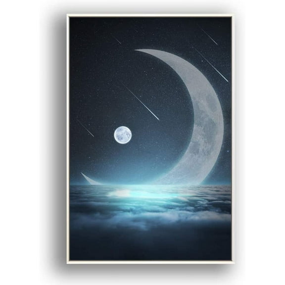 IDEA4WALL Framed Canvas Wall Art for Living Room, Bedroom Moon with Bright Canvas Prints for Modern Home Decoration Ready to Hang